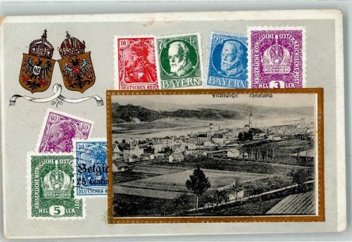 Vilshofen WK II Briefmarkenabbildung Wappen Passepartout