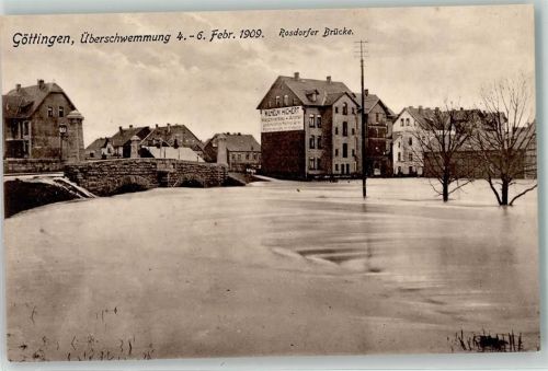 Göttingen 1909 Überschwemmung 4.-6.Febr.1909 Rosdorfer Brücke