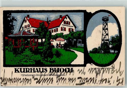 Grunbach Kurhaus Buoch Aussichtsturm Künstlerkarte
