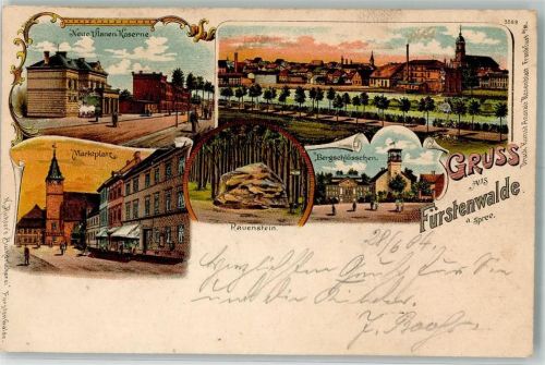 Fürstenwalde 1904 Neue Ulanen Kaserne Marktplatz Rauenstein Bergschlösschen