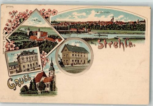 Strehla 1906 Schloss Post Bahnhof Kirche