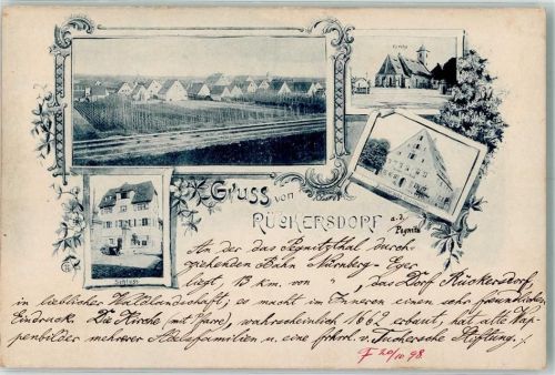 90607 W8501 Rückersdorf , Mittelfr 1898 - Schloß Gasthaus Büttner Kirche