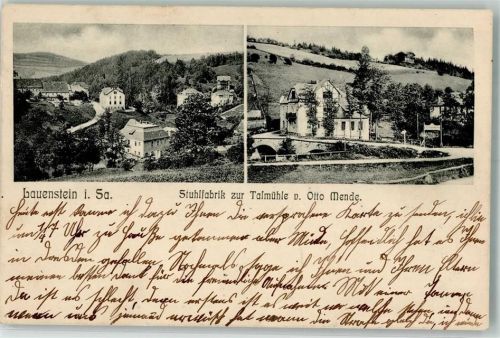 01778 O8246 Lauenstein , Sachs 1905 Foto AK Stuhlfabrik zur Talmühle
