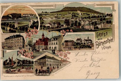 Bärenstein 1905 Gemeinde- und Postamt Hotel Sächsisches Haus Bierbrauerei zur Bierquelle