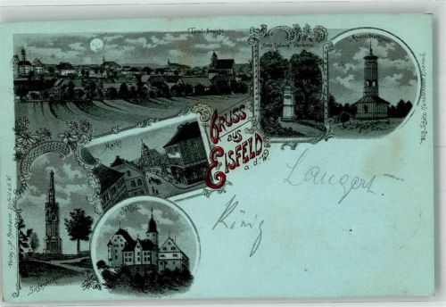 Eisfeld 1898 Schloß Markt Siegesdenkmal Otto-Ludwig-Denkmal Bahnpoststempel