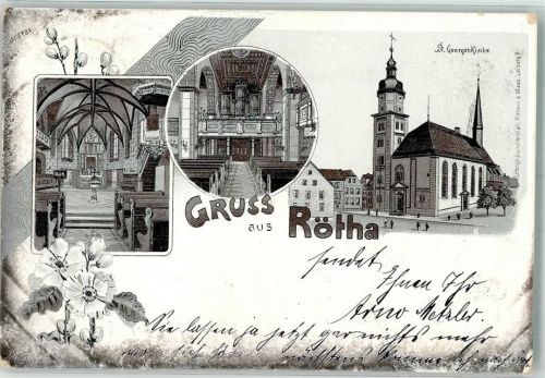 Rötha 1901 St. Georgenkirche Kirchenorgel Altaransicht
