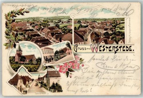 26655 W2910 Westerstede 1902 Lithographie Secundär-Bahn Peterstraße