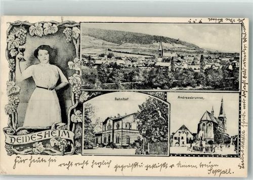 Deidesheim 1914 Deidesheimerin Bahnhof Andreasbrunnen