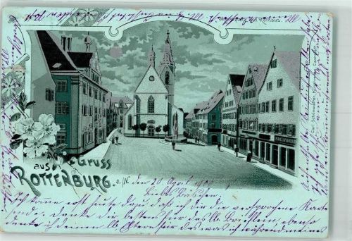 Rottenburg 1900 Marktplatz Kirche Rathaus
