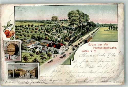 Rötha 1902 Gasthaus Obstweinschänke fass