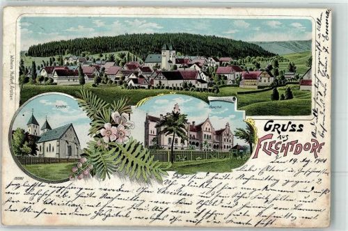 34519 W3543 Flechtdorf Lithographie Hospital Kirche