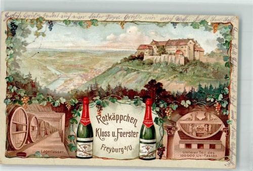 Freyburg 1915 Werbung Rotkäppchen Sekt Kloss und Förster Lagerfässer Feldpost WK I S. B. Bay. Eis. Arb. Komp. Nr 2