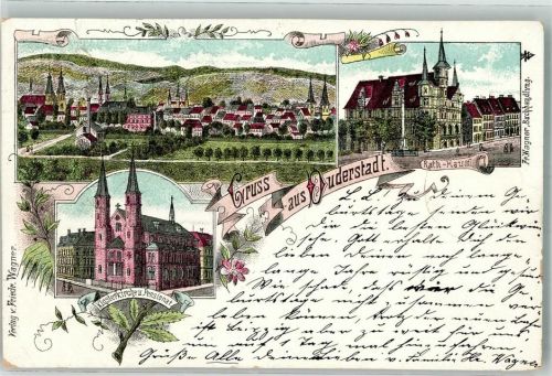 Duderstadt 1897 Klosterkirche Pensionat Rathaus
