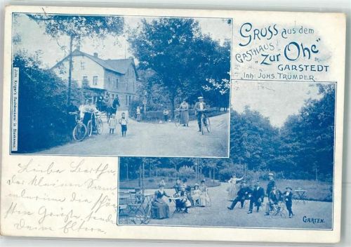 Garstedt 1901 Gasthaus zur Ohe Radfahrer Gartenwirtschaft