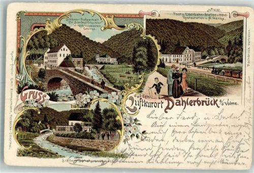 Dahlerbrück 1899 Post- und Eisenbahnhotel Henke Schöner Garten Rinderweide Hula-Hoop-Reifen