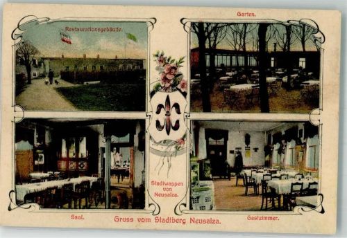 02742 O8713 Neusalza-Spremberg 1919 Foto AK Stadtwappen Gasthaus Stadtberg Garten Saal Gaststube