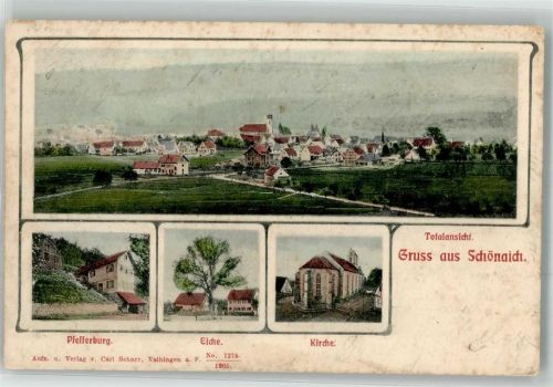 71101 W7036 Schönaich , Württ 1906 - Pfefferburg Eiche Kirche