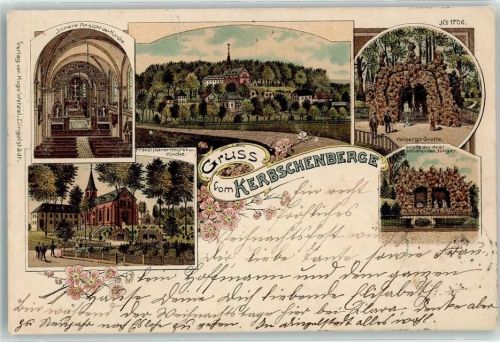 Dingelstädt 1899 Kerbschenberge Franziskaner Kloster Kirche Oelbergs Grotte Grotte der drei schlafenden Jünger Ort lt. Stempel