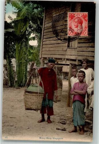 Singapore 1914 Tracht Briefmarke Bildseite