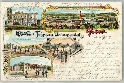Posen 1904 Kaserne Truppenübungsplatz Schloss Offizierskasino Infanterie Straße