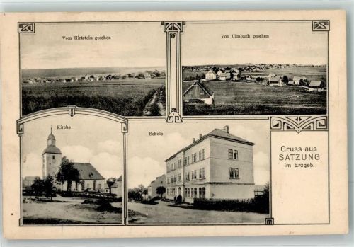 09496 O9341 Satzung 1912 - vom Hirtstein gesehen v. Ulmbach gesehen Kirche Schule