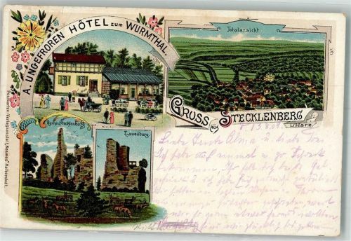 Stecklenberg 1909 Gasthaus zum Wurmthal Lauenburg Ruine Stecklenburg