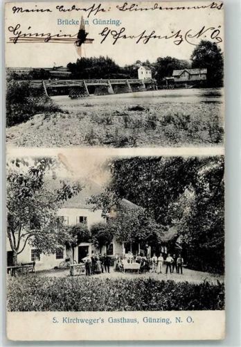 Günzing 1912 Brücke Gasthaus S. Kirchweger