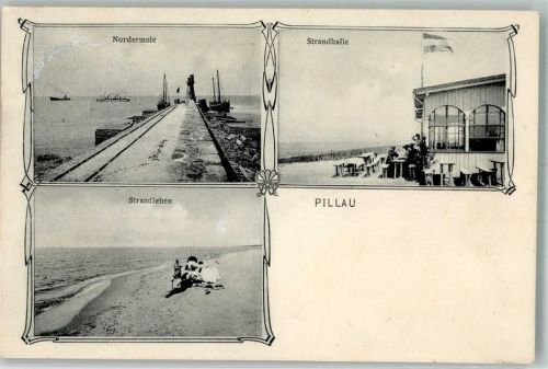 Baltijsk 1906 Leuchtturm Nordmole Gasthaus Strandhalle