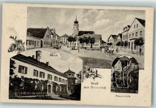 Stamsried 1918 Frauensäule Schloß Marktplatz Kirche St. Johannes der Täufer Eugen Felle-Isny