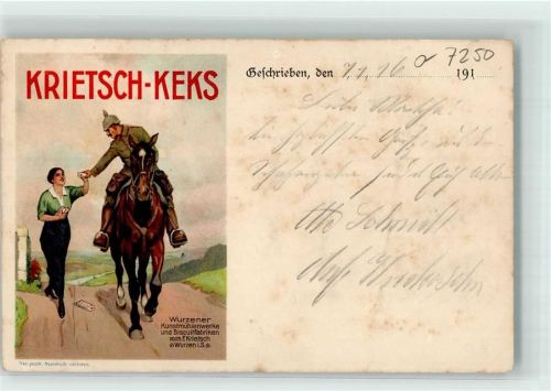 Wurzen 1916 Wurzener Kunstmühlenwerke Werbung Krietsch-Keks