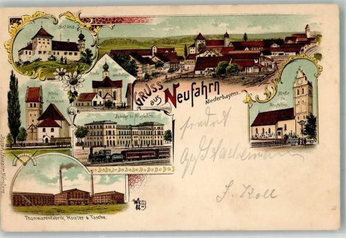 Neufahrn 1901 Bahnhof Schloss Tonfabrik Houzer & Tasche Neufahrner Kirche Verlag Ottmar Zieher-München
