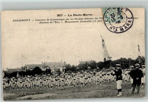 Chaumont Sportplatz Gymnastikfest Briefmarke Bildseite