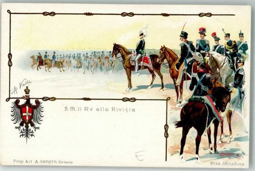 Genova 1899 S.M. il Re alla Rivista Militär Adel Italien Edit. A. Donath