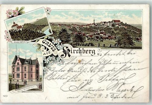 Kirchberg 1898 Schloss Hornberg Villa Schön-Eck Lithographie