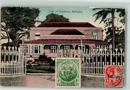 Barbados 1918 Gebrauchsspuren Type of Residence Briefmarken Bildseite