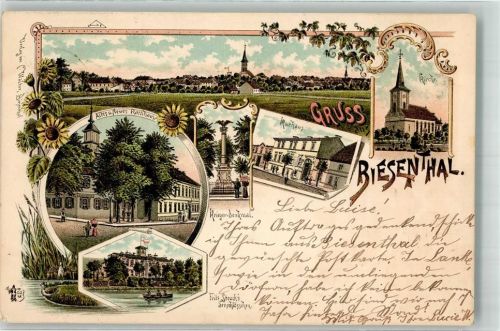 Biesenthal 1897 Altes u. Neues Rathaus Kurhaus Fritz Struck's Schlößchen Sonnenbumen Verlag Ottmar Zieher-München