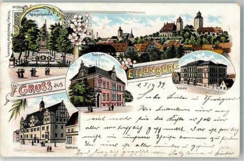 Eilenburg 1899 Rathaus Kriegerdenkmal Postamt Schule