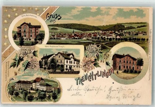 Treuchtlingen 1899 Villa Aurnhammer Hotel Gasthaus Poujol Schloss Post Lithographie