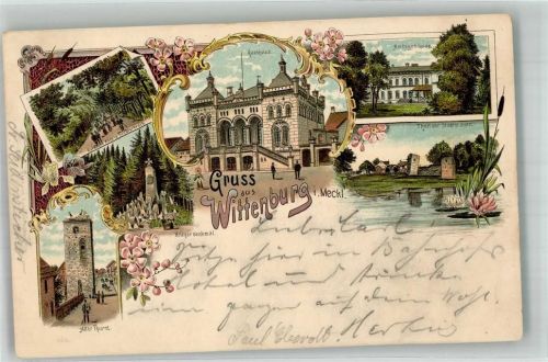 Wittenburg 1897 Alter Turm Rathaus Stadtmauerteil Amtsgebäude Kriegerdenkmal