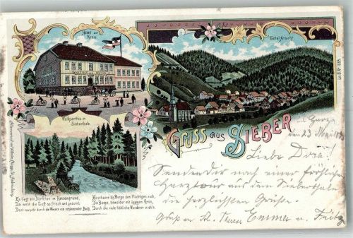 Sieber 1899 Hotel zur Krone Im Siebertal Gedicht