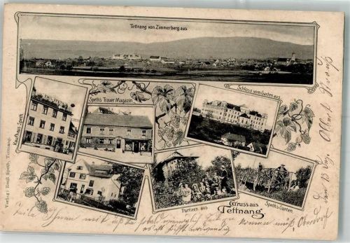 Tettnang 1906 Kaufhaus Speth Speth's Trauermagazin Speth's Garten Tettnanger Schloß