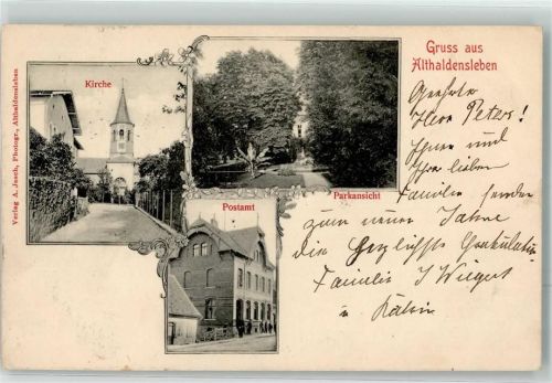Haldensleben 1904 Postamt Park Kirche