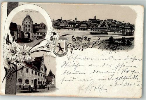 Vohburg 1927 Lithographie Stadtwappen Kleines Donau-Tor Gasthaus zur Post Verlag Ottmar Zieher-München