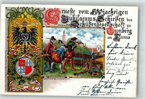 Kronberg 1898 50jähr. Jubiläum Schützengeselschaft Wappen Armbrust sign. Rudolf Pichler
