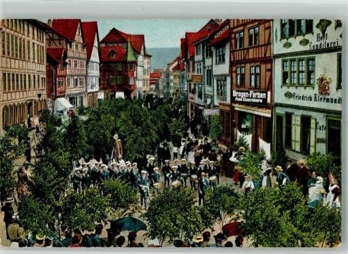 Eschwege 1909 Maienzug des Johannisfestes Musikkapelle Drogerie Doernberg Hof-Conditorei