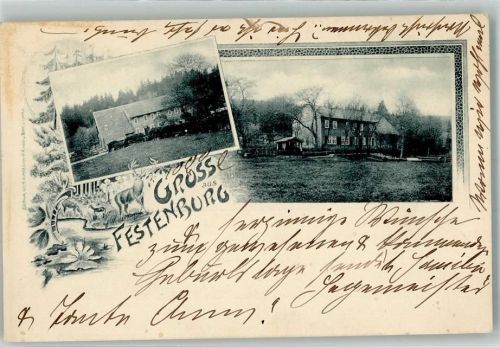 38678 W3392 Festenburg 1902 - Bauernhof Hirsch Rehe