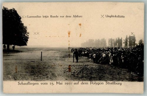 Strasbourg 1911 Laemmlins letzte Runde vor dem Absturz , Schaufliegen auf dem Polygon