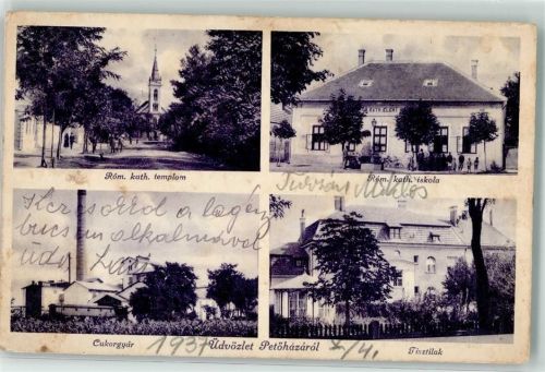 Sopron Petöhaza Zuckerrohrfabrik Kath. Kirche Kath. Schule