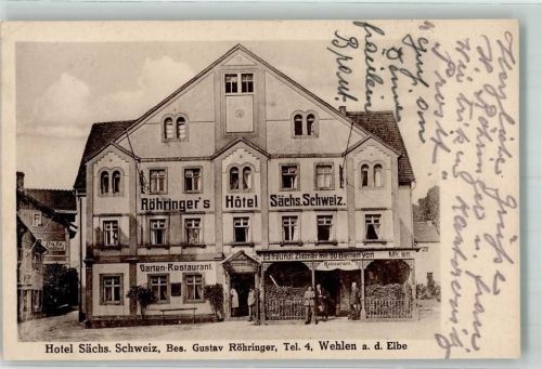 01829 O8306 Wehlen Stadt Foto AK Hotel Sächsische Schweiz