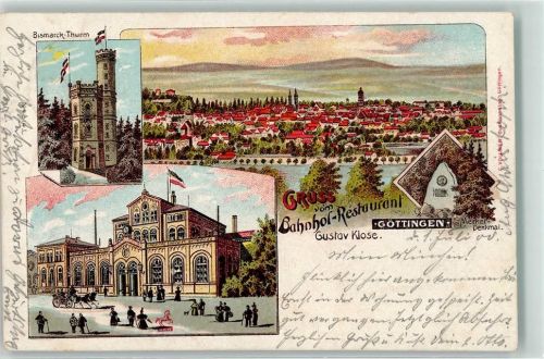 Göttingen 1900 Bahnhof-Gasthaus Bismarck-Turm Merker-Denkmal